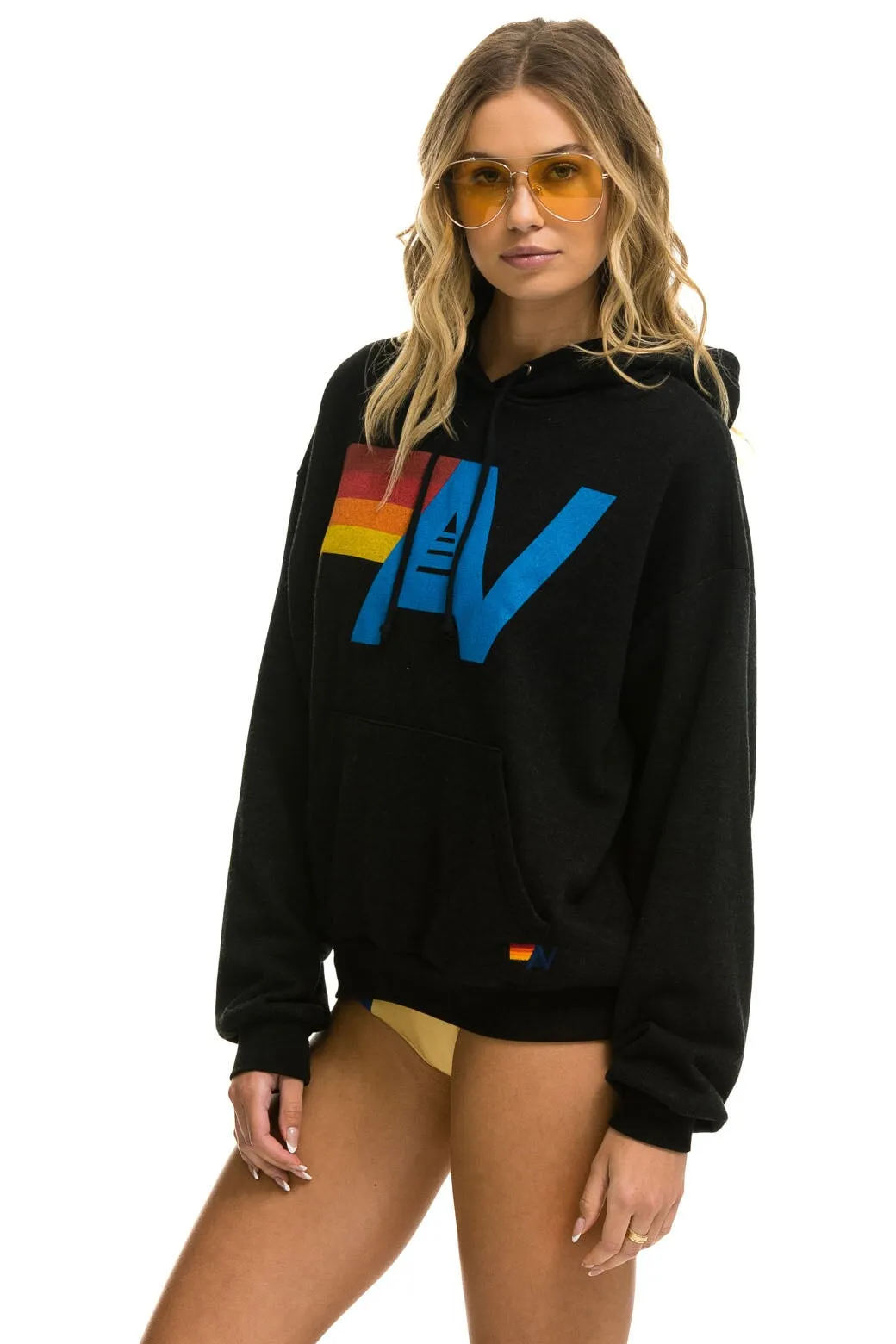 MEMBER EXCLUSIVE: LOGO PULLOVER RELAXED HOODIE - BLACK sold by Aviator Nation product image thumbnail 3
