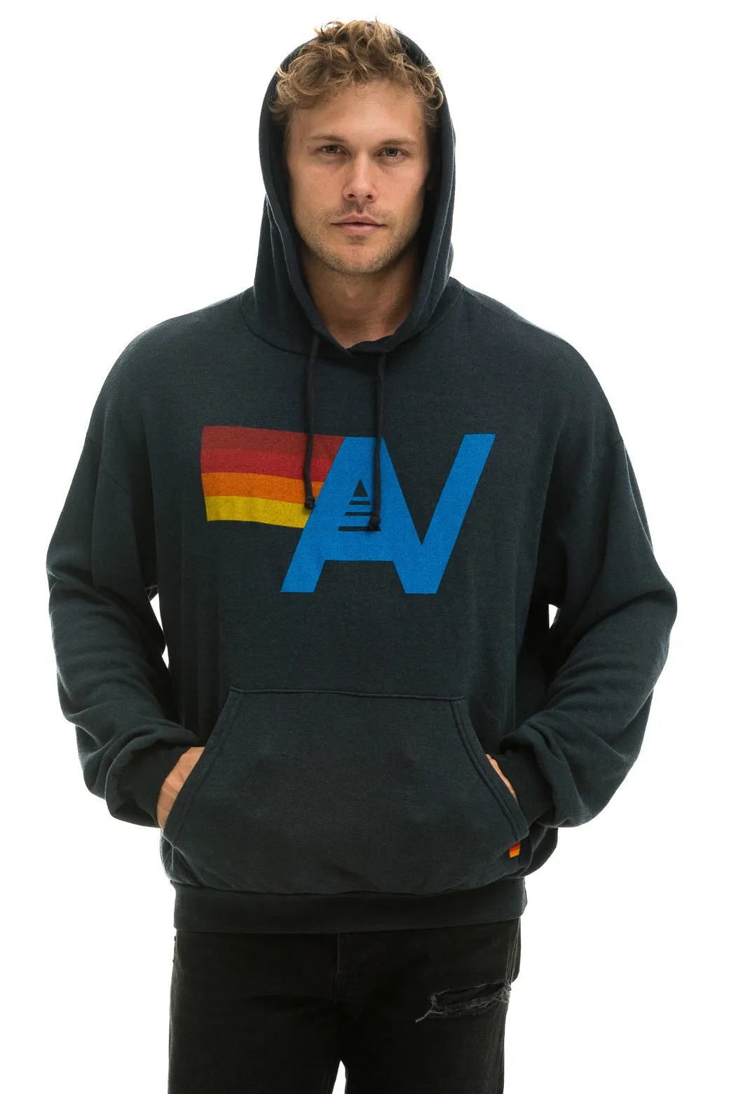 MEMBER EXCLUSIVE: LOGO PULLOVER RELAXED HOODIE - CHARCOAL sold by Aviator Nation product image thumbnail 2