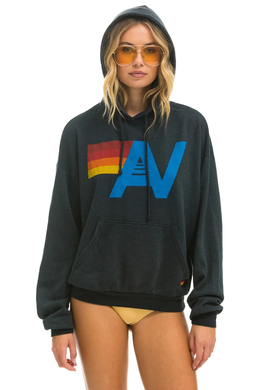 MEMBER EXCLUSIVE: LOGO PULLOVER RELAXED HOODIE - CHARCOAL sold by Aviator Nation