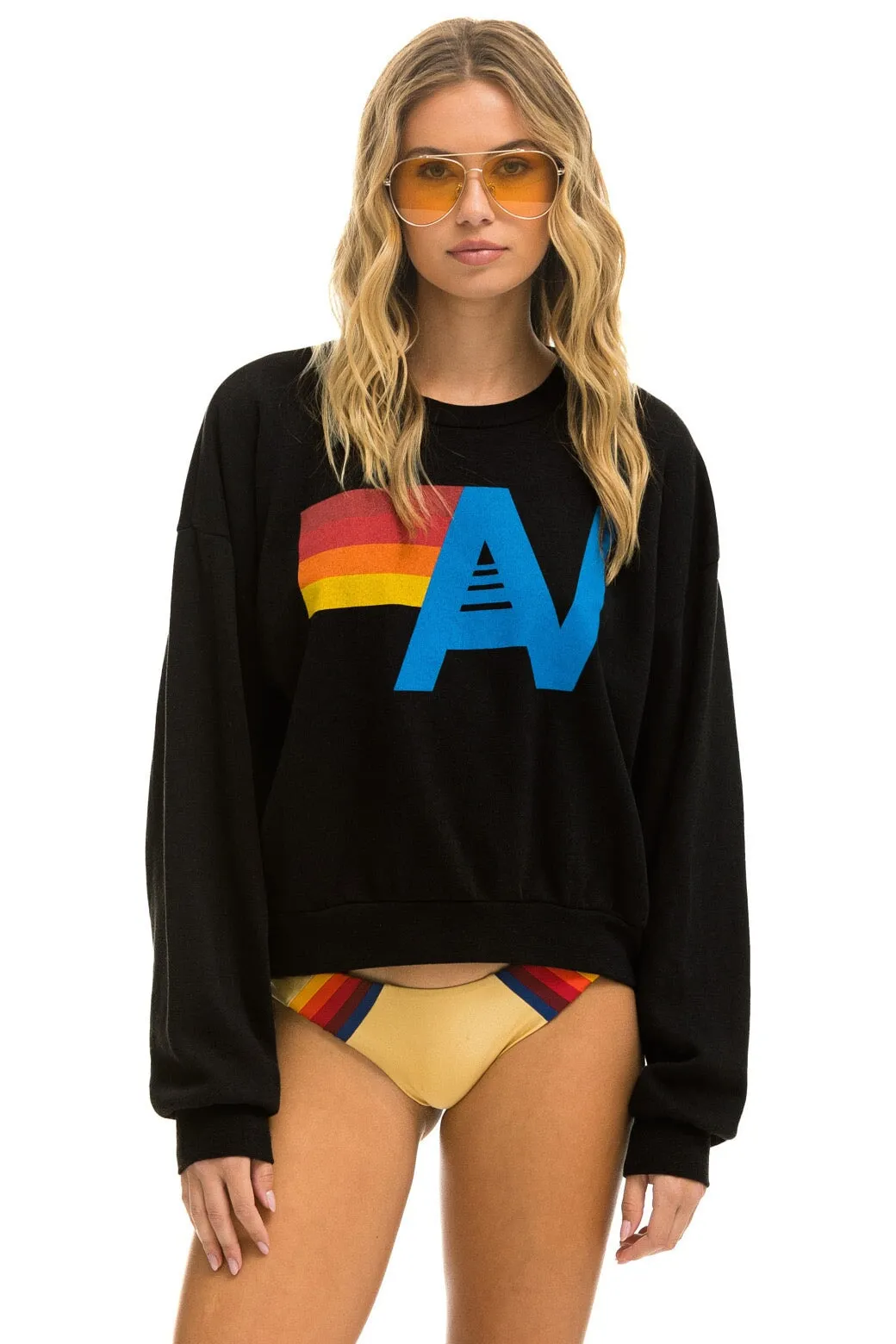 MEMBER EXCLUSIVE: LOGO RELAXED CREW SWEATSHIRT - BLACK sold by Aviator Nation