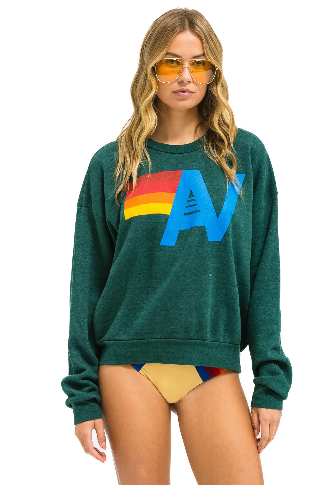 MEMBER EXCLUSIVE: LOGO RELAXED CREW SWEATSHIRT - FOREST sold by Aviator Nation