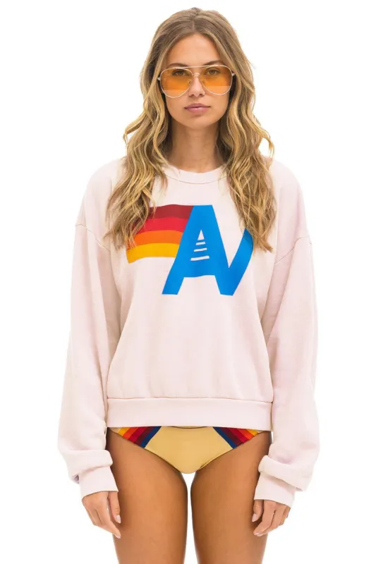 MEMBER EXCLUSIVE: LOGO RELAXED CREW SWEATSHIRT - LIGHT PINK sold by Aviator Nation