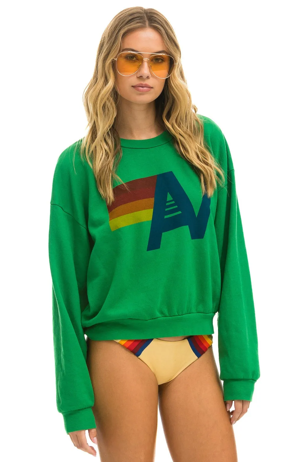 MEMBER EXCLUSIVE: LOGO RELAXED CREW SWEATSHIRT - KELLY GREEN sold by Aviator Nation product image thumbnail 5