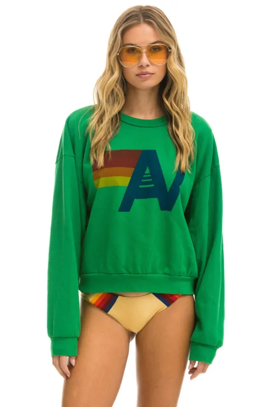 MEMBER EXCLUSIVE: LOGO RELAXED CREW SWEATSHIRT - KELLY GREEN sold by Aviator Nation