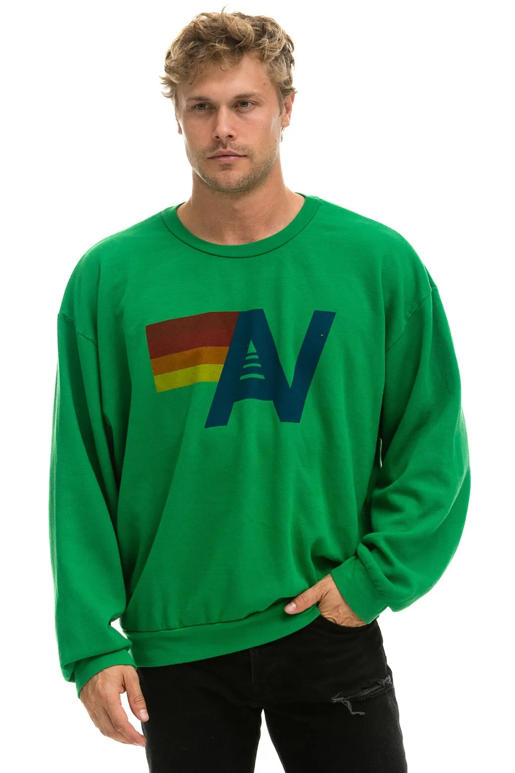 MEMBER EXCLUSIVE: LOGO RELAXED CREW SWEATSHIRT - KELLY GREEN sold by Aviator Nation product image thumbnail 2