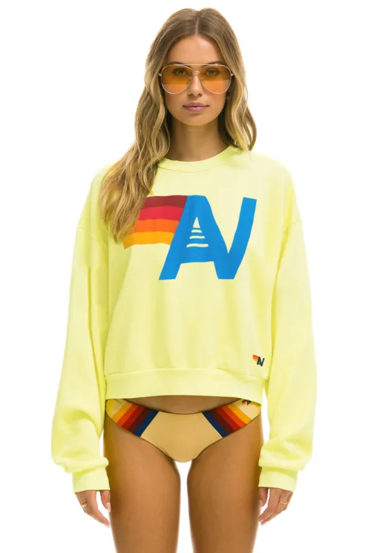MEMBER EXCLUSIVE: LOGO RELAXED CREW SWEATSHIRT - NEON YELLOW sold by Aviator Nation