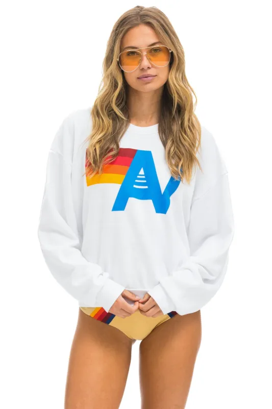 MEMBER EXCLUSIVE: LOGO RELAXED CREW SWEATSHIRT - WHITE sold by Aviator Nation