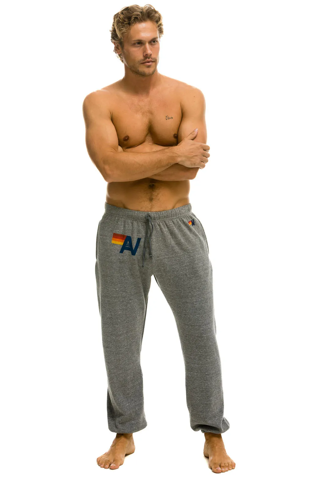 MEMBER EXCLUSIVE: LOGO SWEATPANTS - HEATHER GREY sold by Aviator Nation