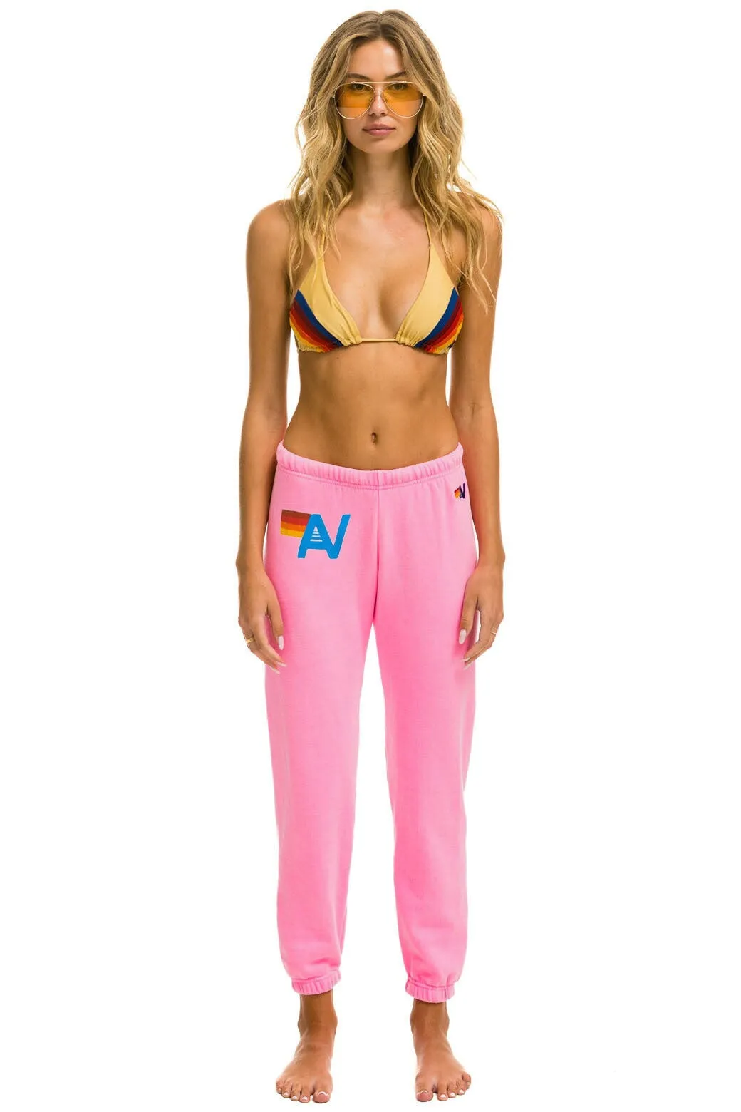 MEMBER EXCLUSIVE: LOGO SWEATPANTS - NEON PINK sold by Aviator Nation