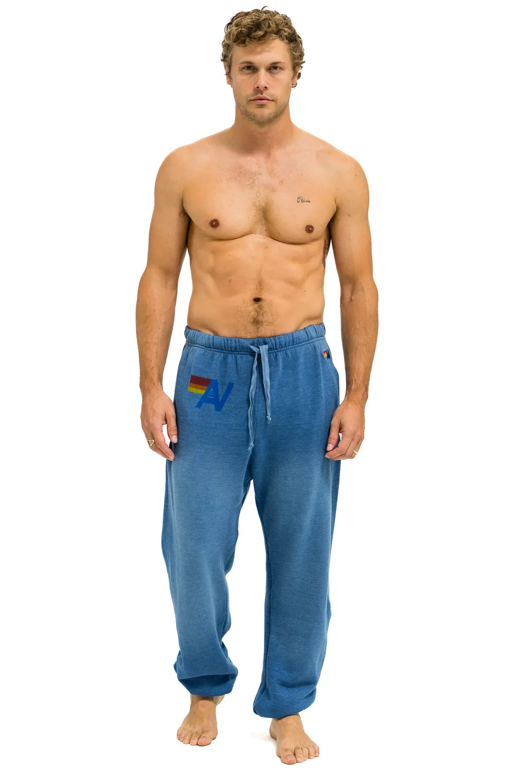 VINTAGE LOGO SWEATPANTS - FADED WATER sold by Aviator Nation