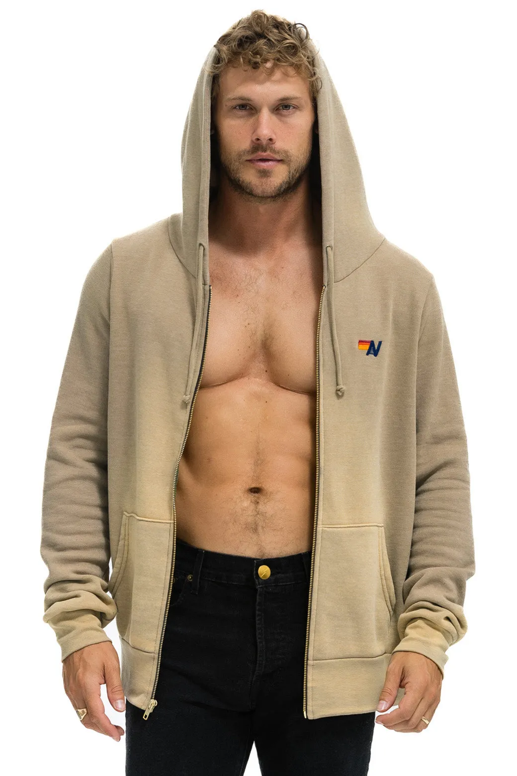ESSENTIAL ZIP HOODIE - FADED TAN sold by Aviator Nation product image thumbnail 2