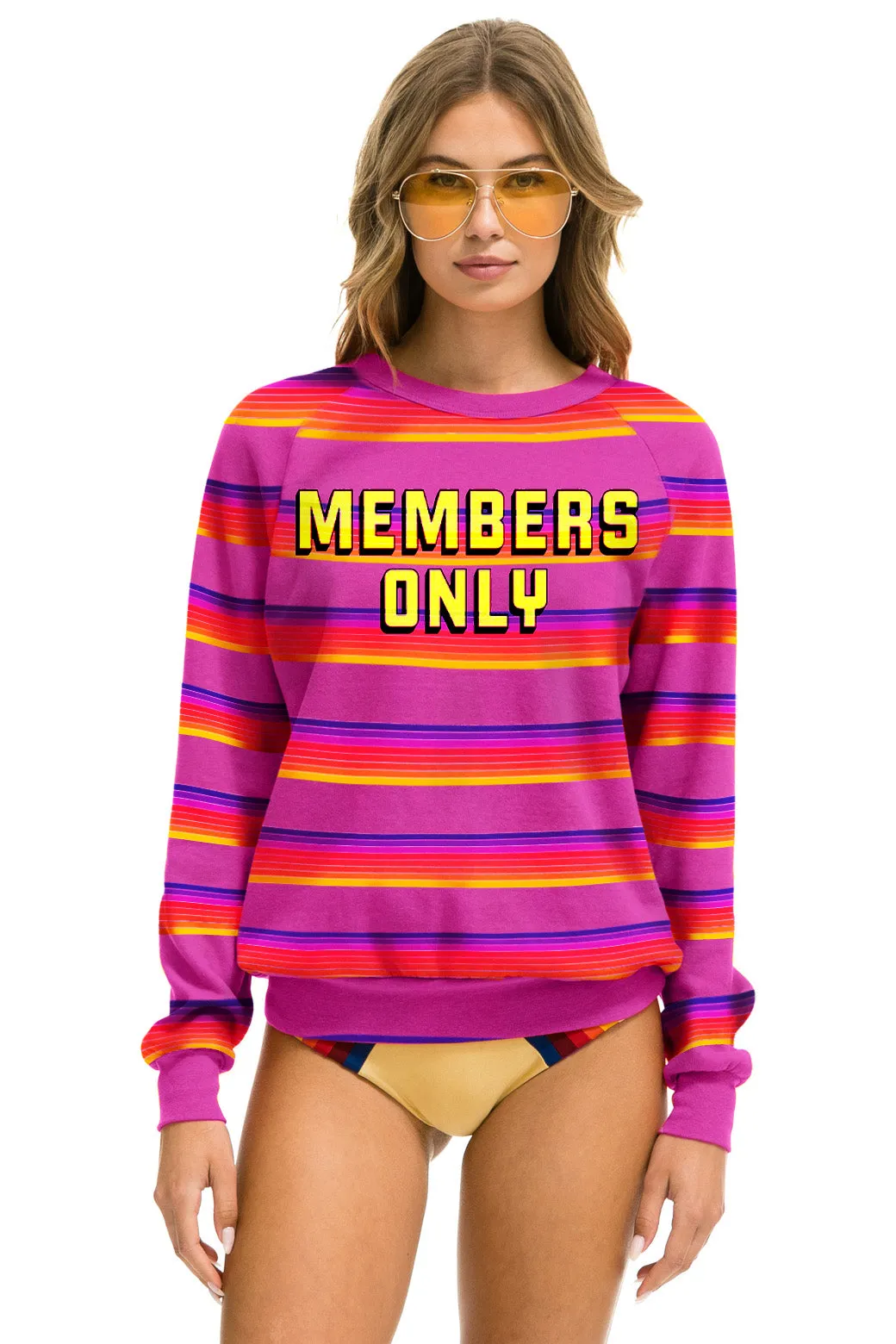 PRESALE: MEMBER EXCLUSIVE BLOCK STRIPE SWEATSHIRT - MAGENTA sold by Aviator Nation