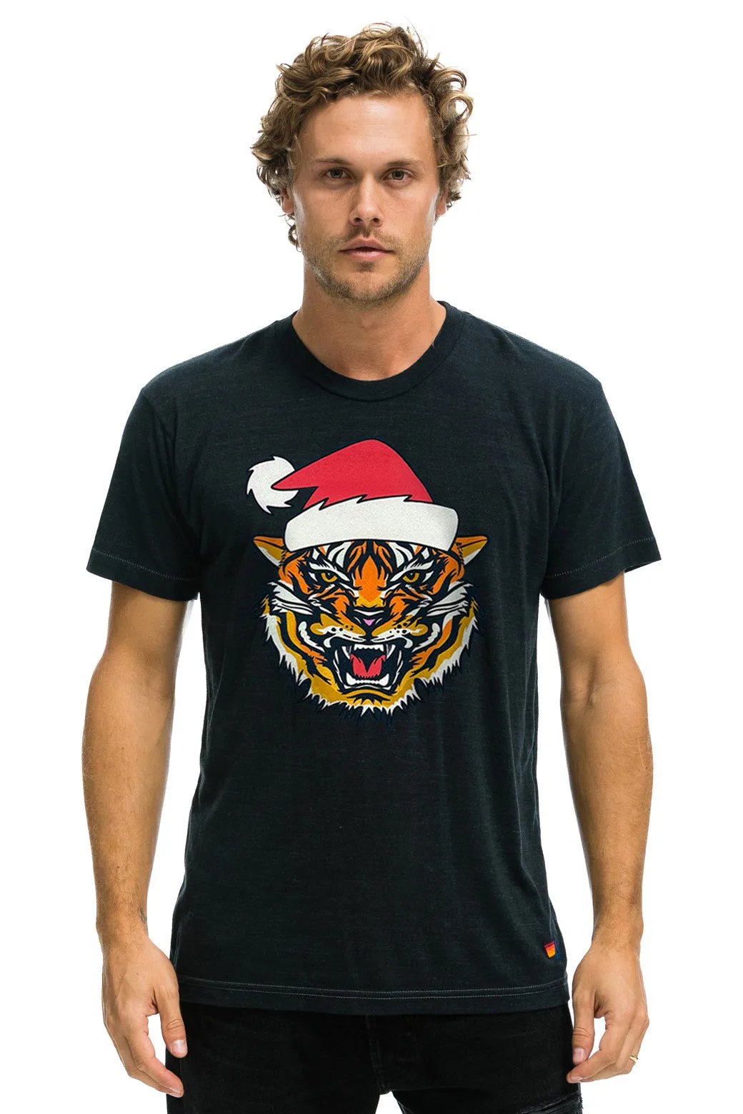 SANTA TIGER TEE - CHARCOAL sold by Aviator Nation