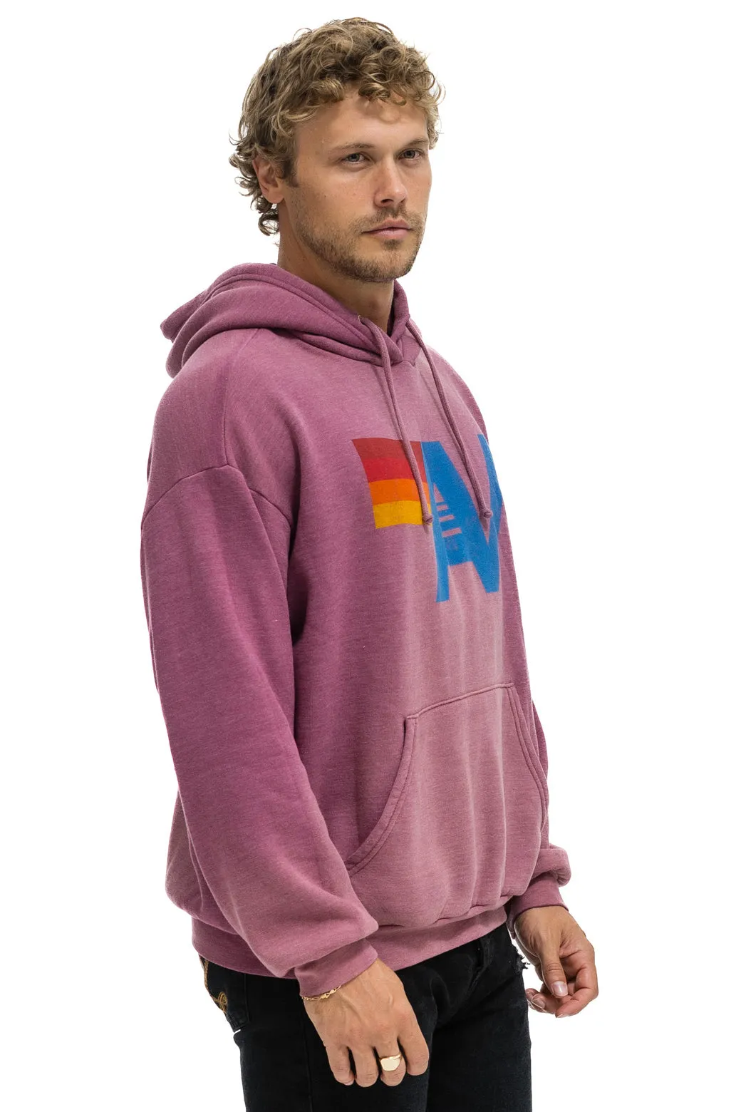 VINTAGE LOGO RELAXED PULLOVER HOODIE - FADED BERRY sold by Aviator Nation product image thumbnail 4