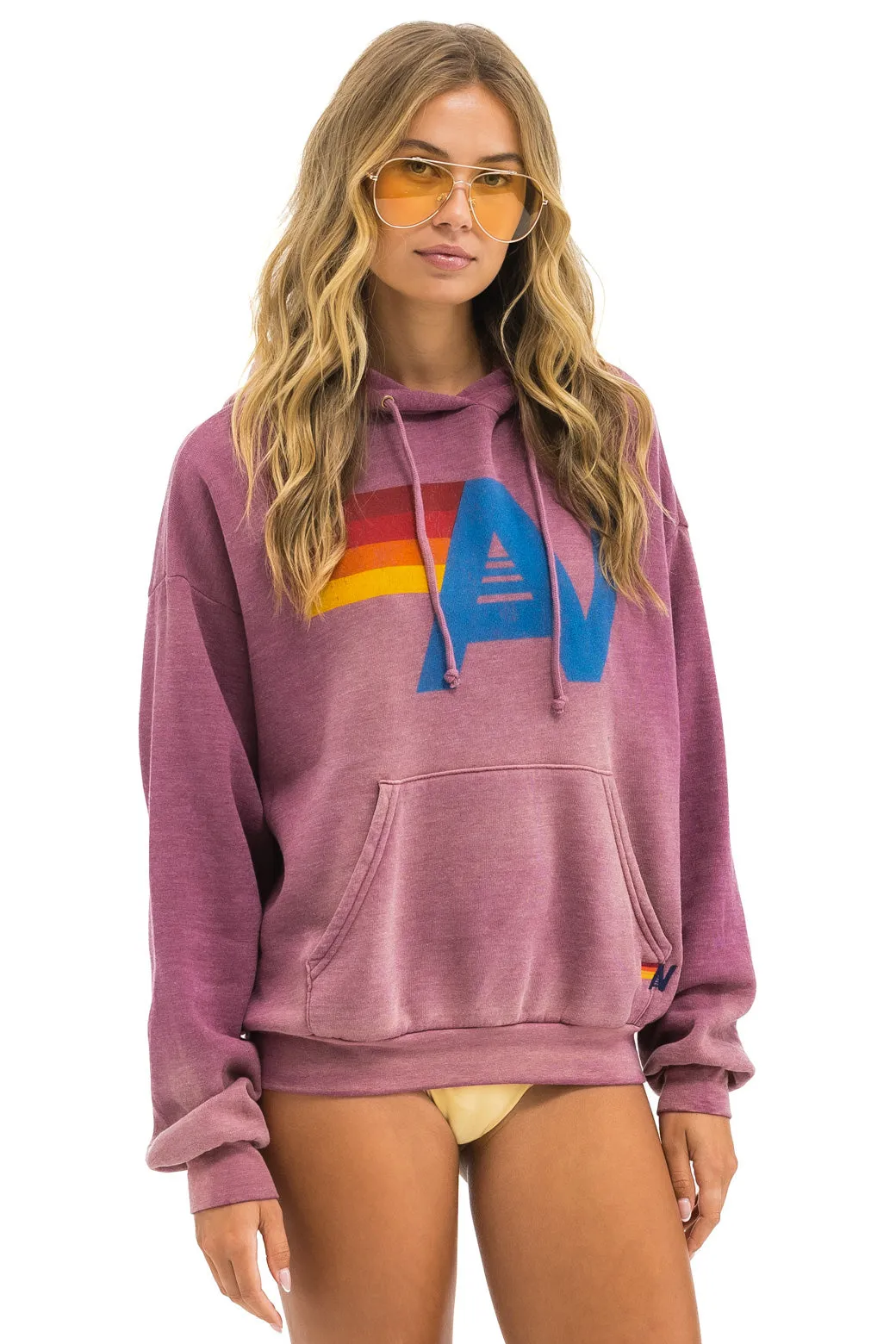 VINTAGE LOGO RELAXED PULLOVER HOODIE - FADED BERRY sold by Aviator Nation product image thumbnail 3