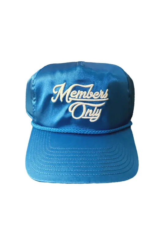 MEMBERS EXCLUSIVE VINTAGE SATIN SCRIPT TRUCKER HAT - OCEAN made by Aviator Nation