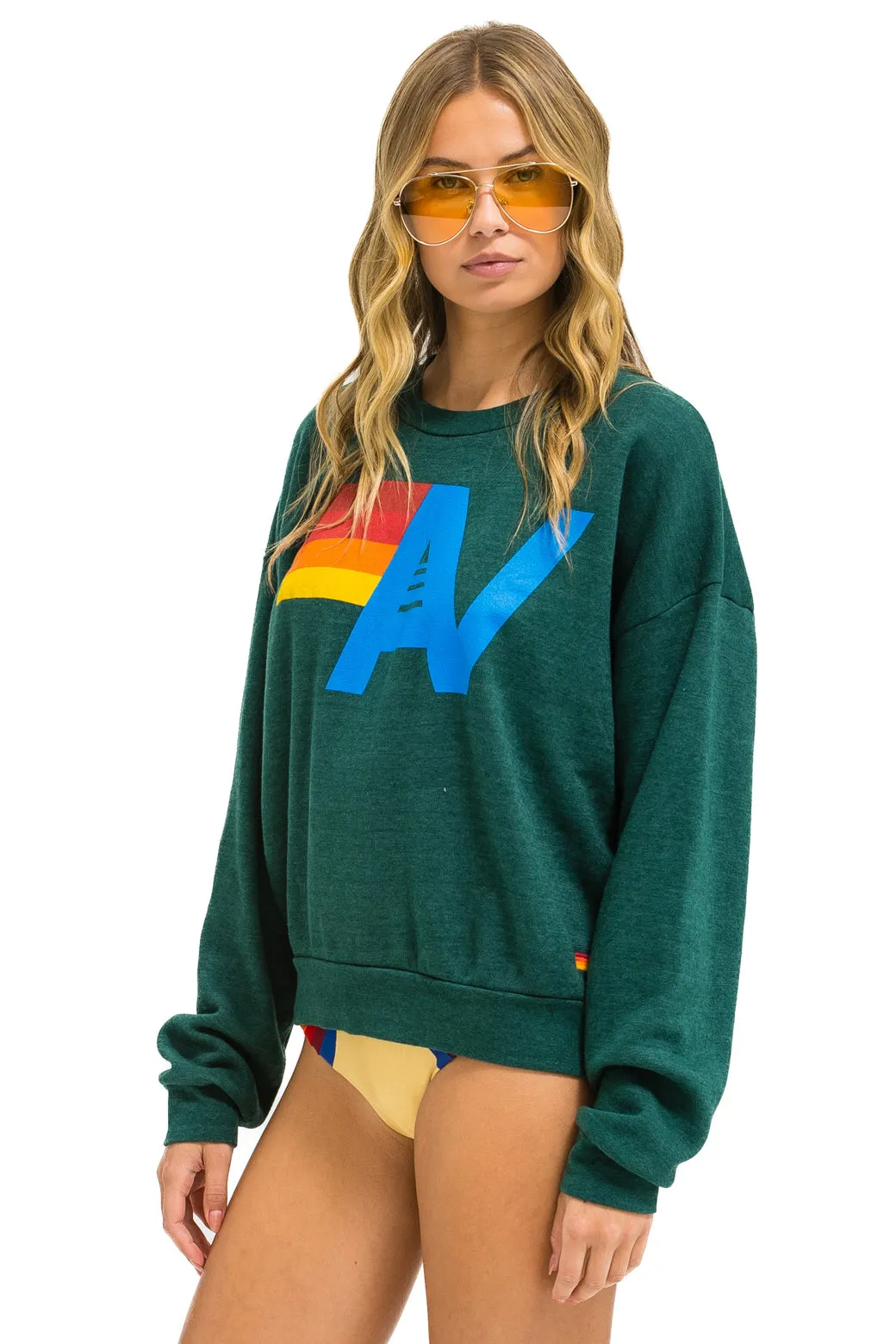 LOGO RELAXED CREW SWEATSHIRT - FOREST sold by Aviator Nation product image thumbnail 3