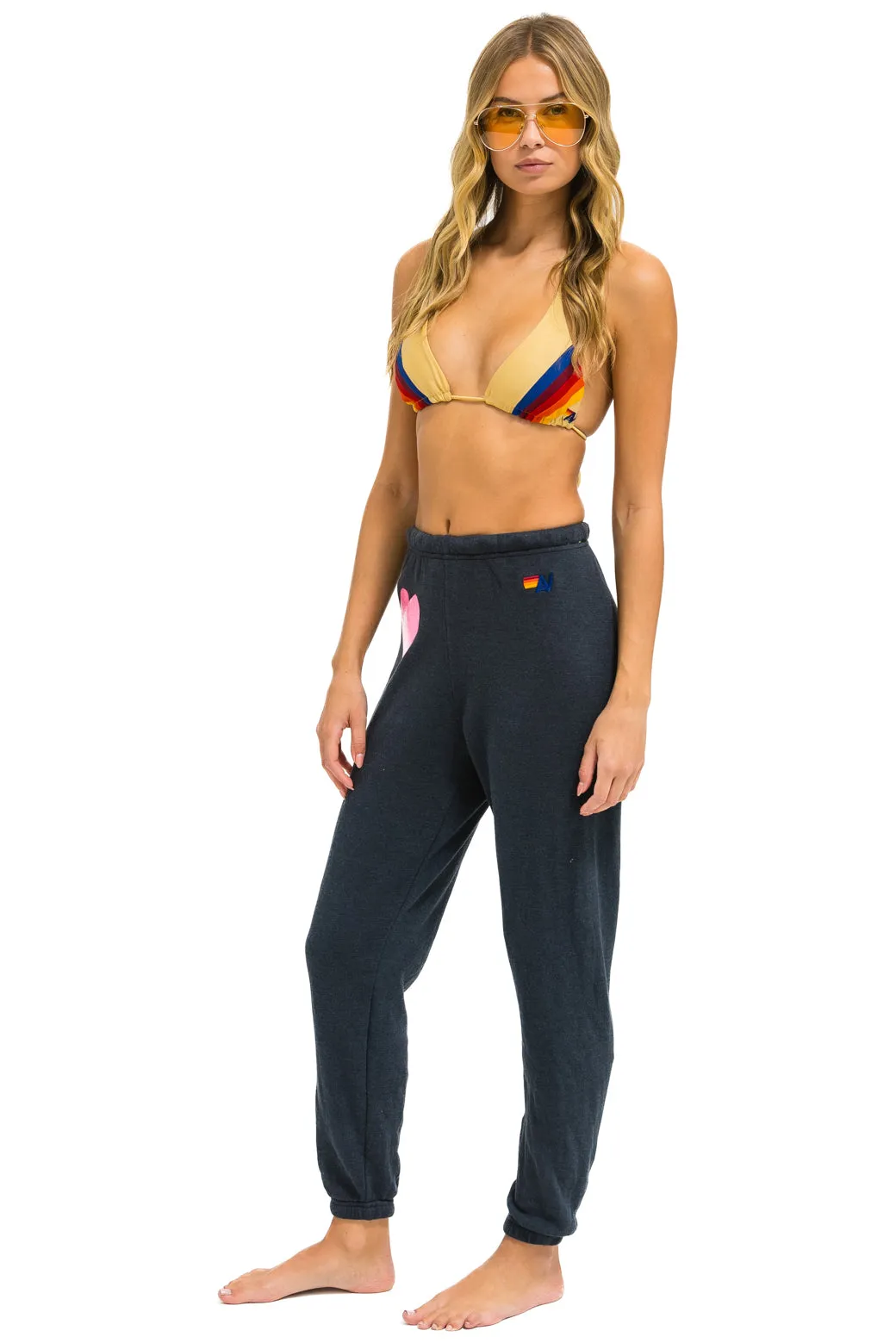 GLITTER HEART SWEATPANTS - CHARCOAL // NEON PINK sold by Aviator Nation product image thumbnail 3