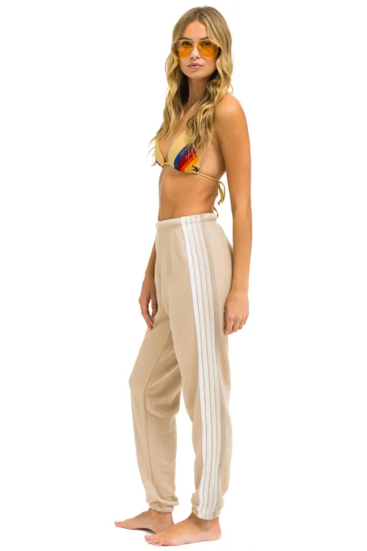 5 STRIPE SWEATPANTS - SAND // WHITE // GREY sold by Aviator Nation