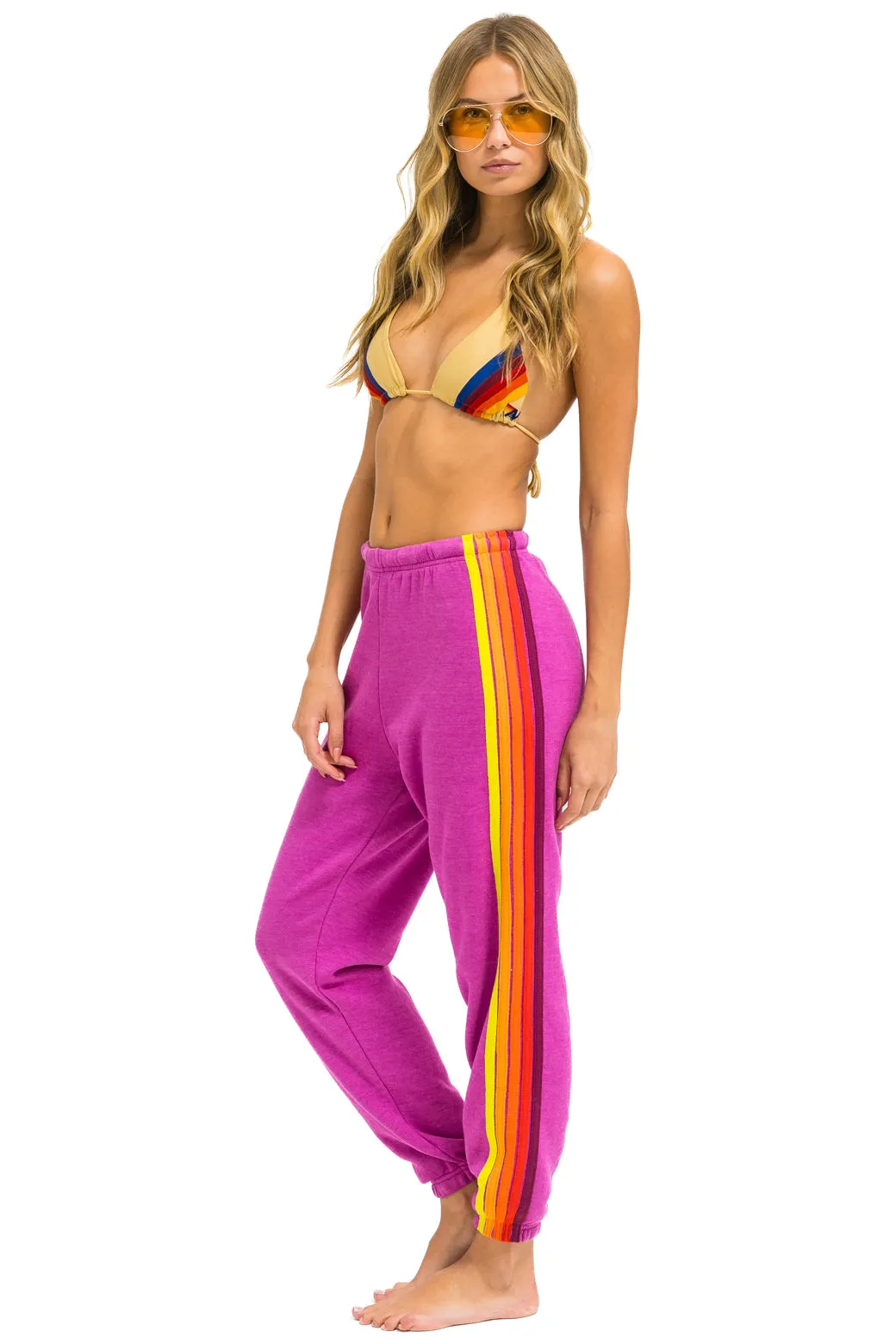5 STRIPE SWEATPANTS - MAGENTA // ORANGE // YELLOW sold by Aviator Nation