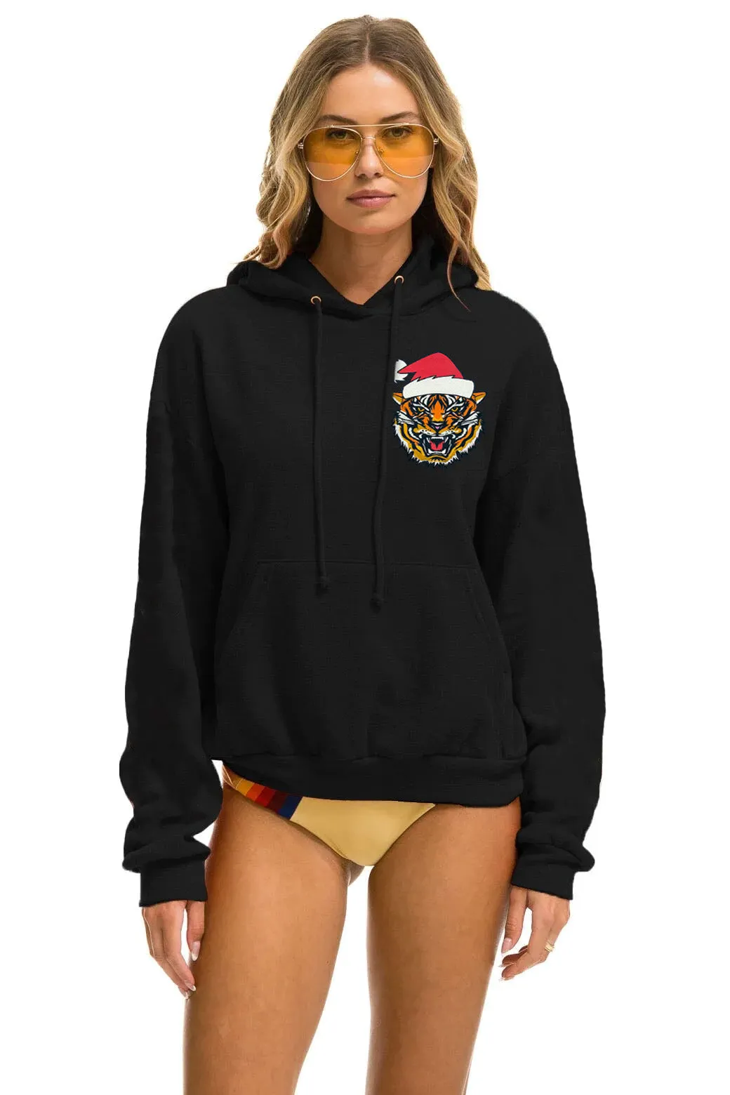 SANTA TIGER RELAXED PULLOVER HOODIE - BLACK sold by Aviator Nation