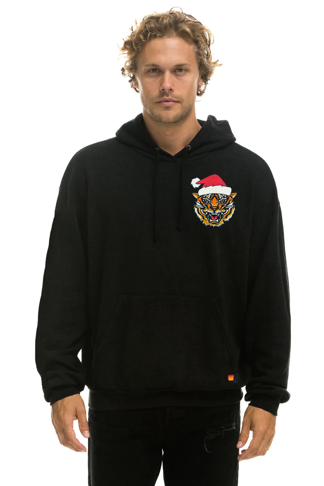 SANTA TIGER RELAXED PULLOVER HOODIE - BLACK sold by Aviator Nation product image thumbnail 2