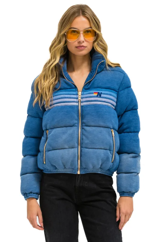 5 STRIPE FADED APRES JACKET - FADED WATER sold by Aviator Nation