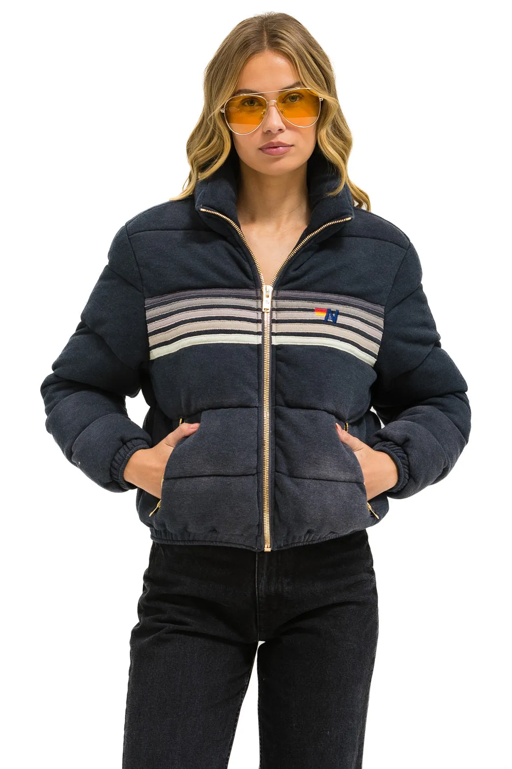 5 STRIPE FADED APRES JACKET - FADED SMOKE sold by Aviator Nation product image thumbnail 3