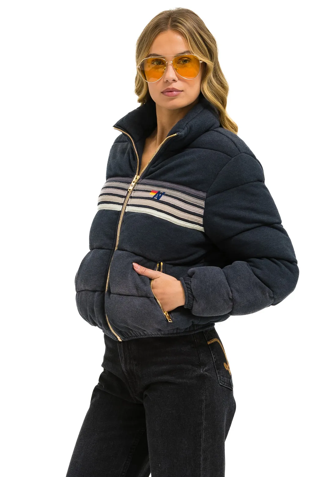 5 STRIPE FADED APRES JACKET - FADED SMOKE sold by Aviator Nation product image thumbnail 2