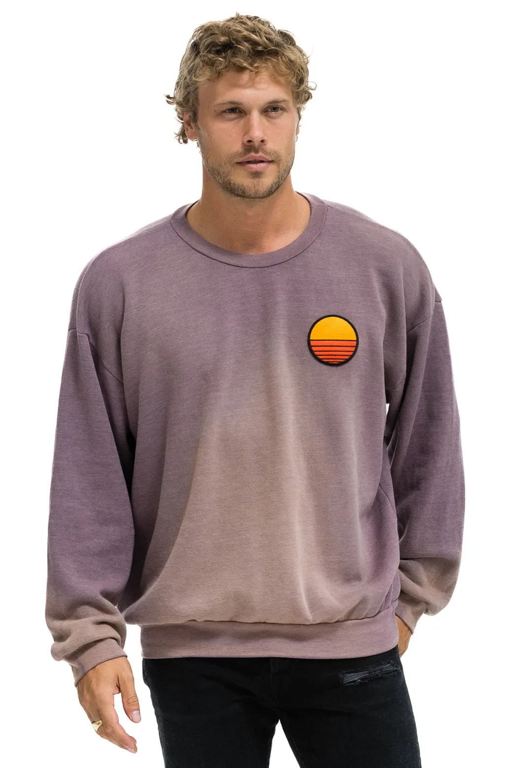 SUNSET PATCH RELAXED CREW SWEATSHIRT - FADED MOCHA sold by Aviator Nation product image thumbnail 2