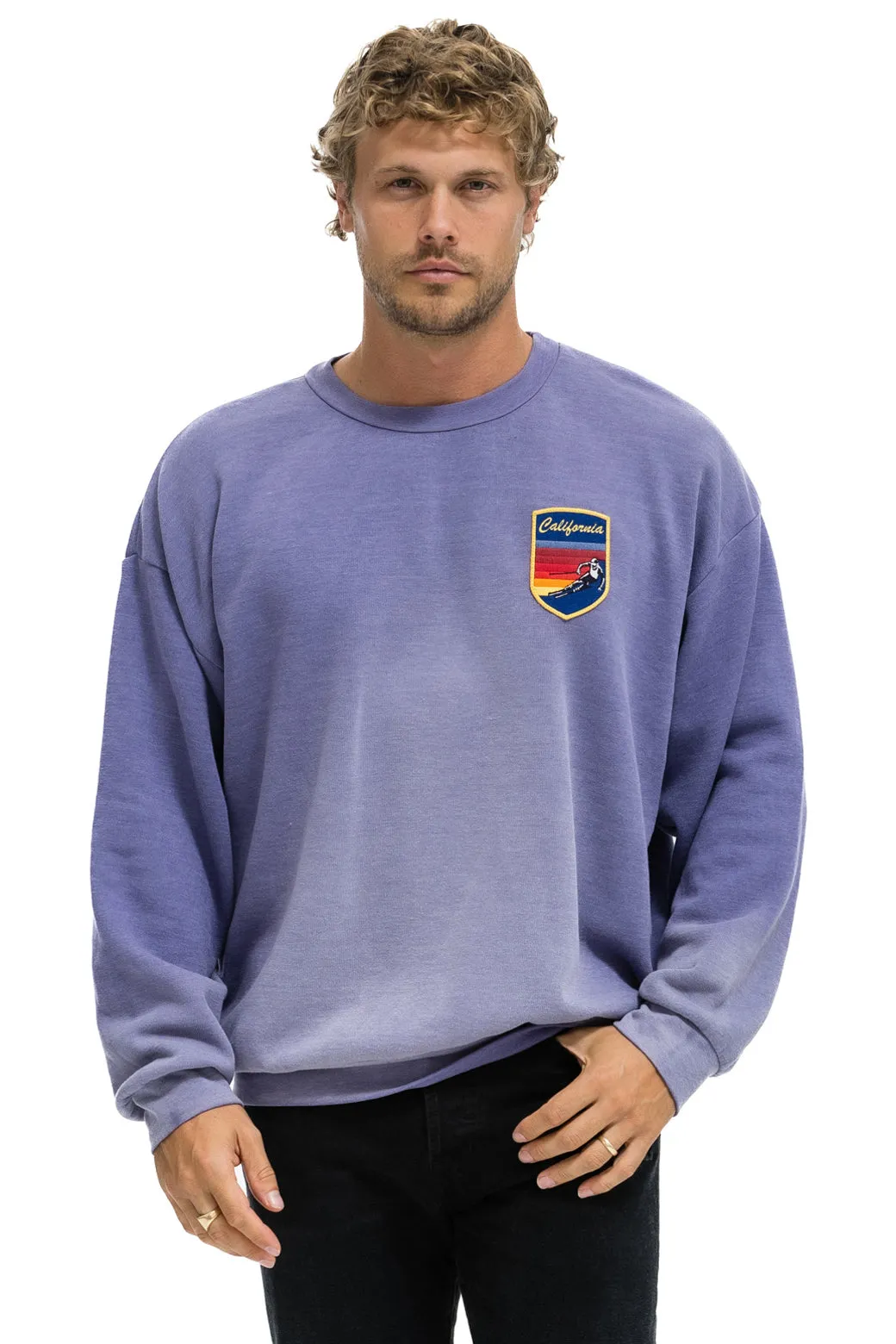 CALIFORNIA SKIER PATCH RELAXED CREW SWEATSHIRT - FADED GRAPE sold by Aviator Nation product image thumbnail 2