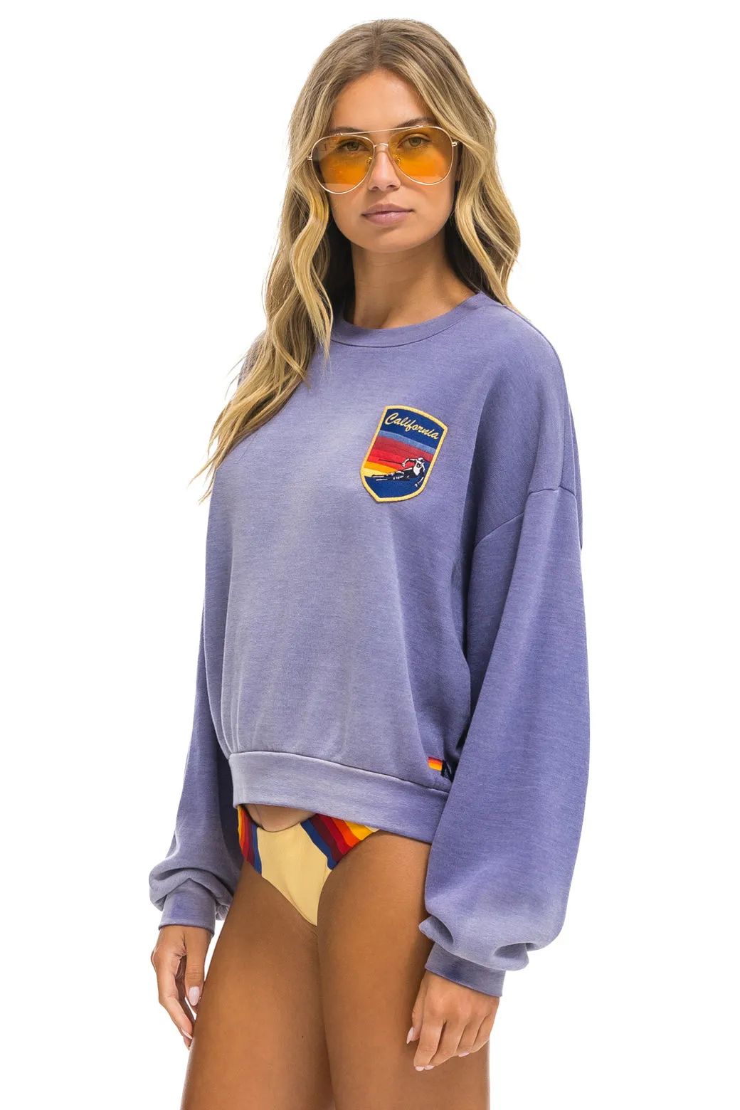 CALIFORNIA SKIER PATCH RELAXED CREW SWEATSHIRT - FADED GRAPE sold by Aviator Nation product image thumbnail 3