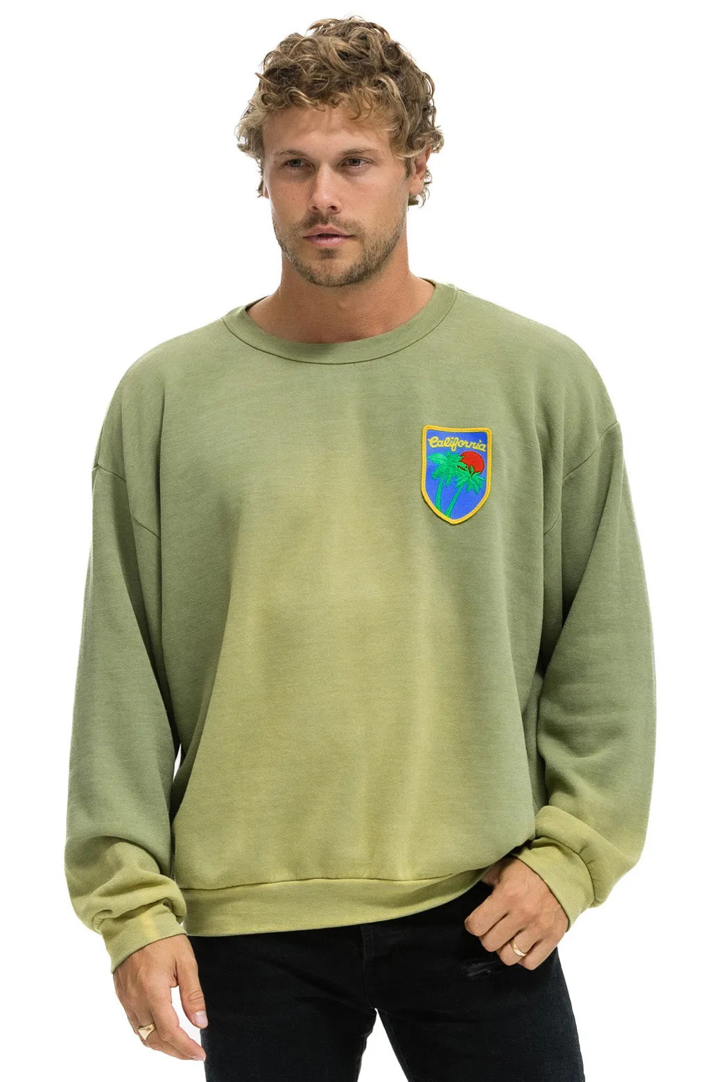 CALIFORNIA PALM PATCH RELAXED CREW SWEATSHIRT - FADED ARMY sold by Aviator Nation product image thumbnail 2