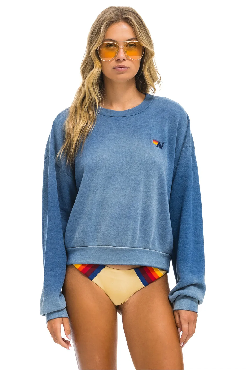 ESSENTIAL RELAXED CREW SWEATSHIRT - FADED WATER sold by Aviator Nation