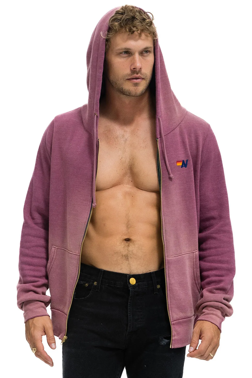 ESSENTIAL ZIP HOODIE - FADED BERRY sold by Aviator Nation product image thumbnail 2