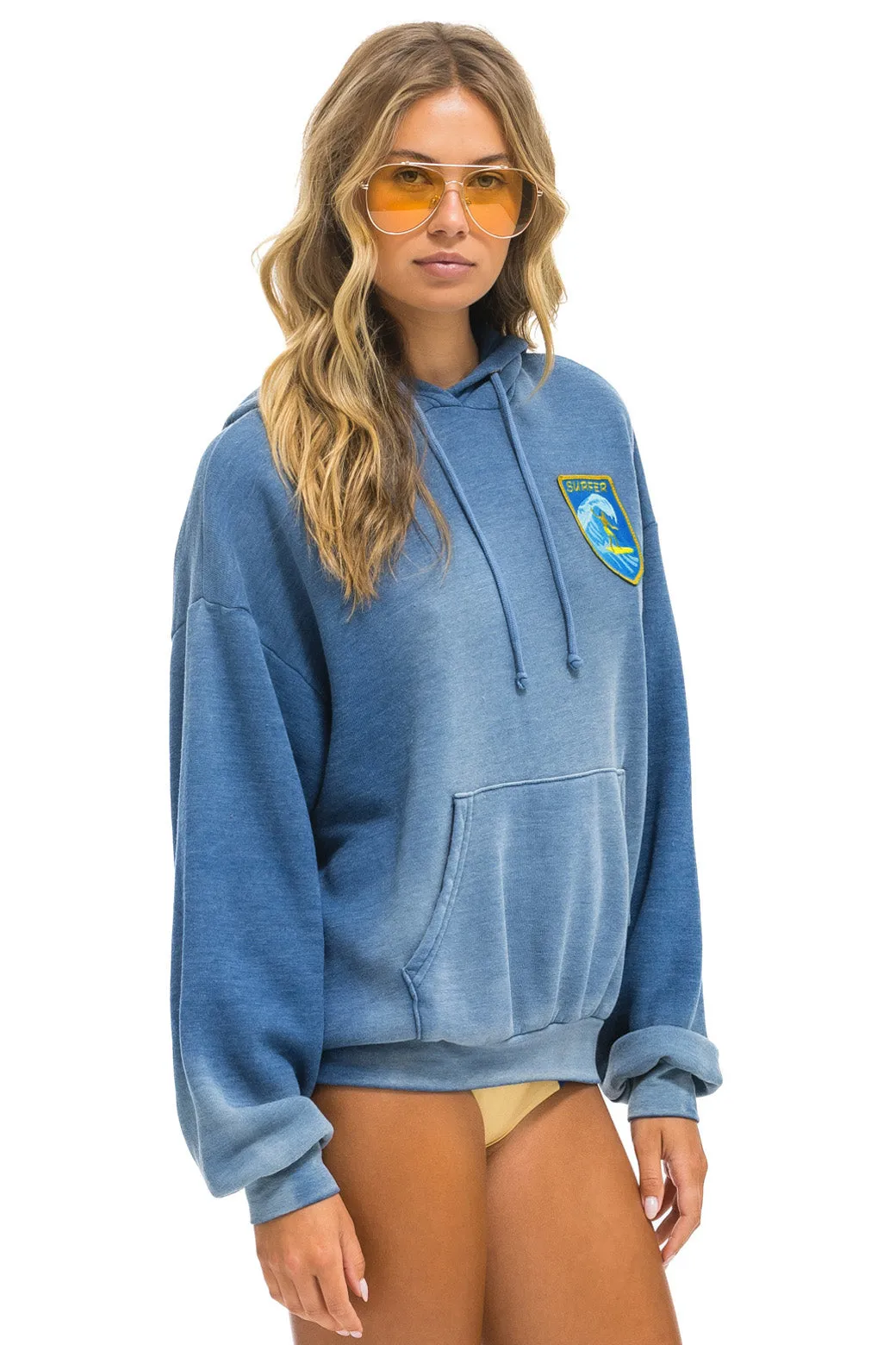 SURFER WAVE PATCH PULLOVER RELAXED HOODIE - FADED WATER sold by Aviator Nation product image thumbnail 5