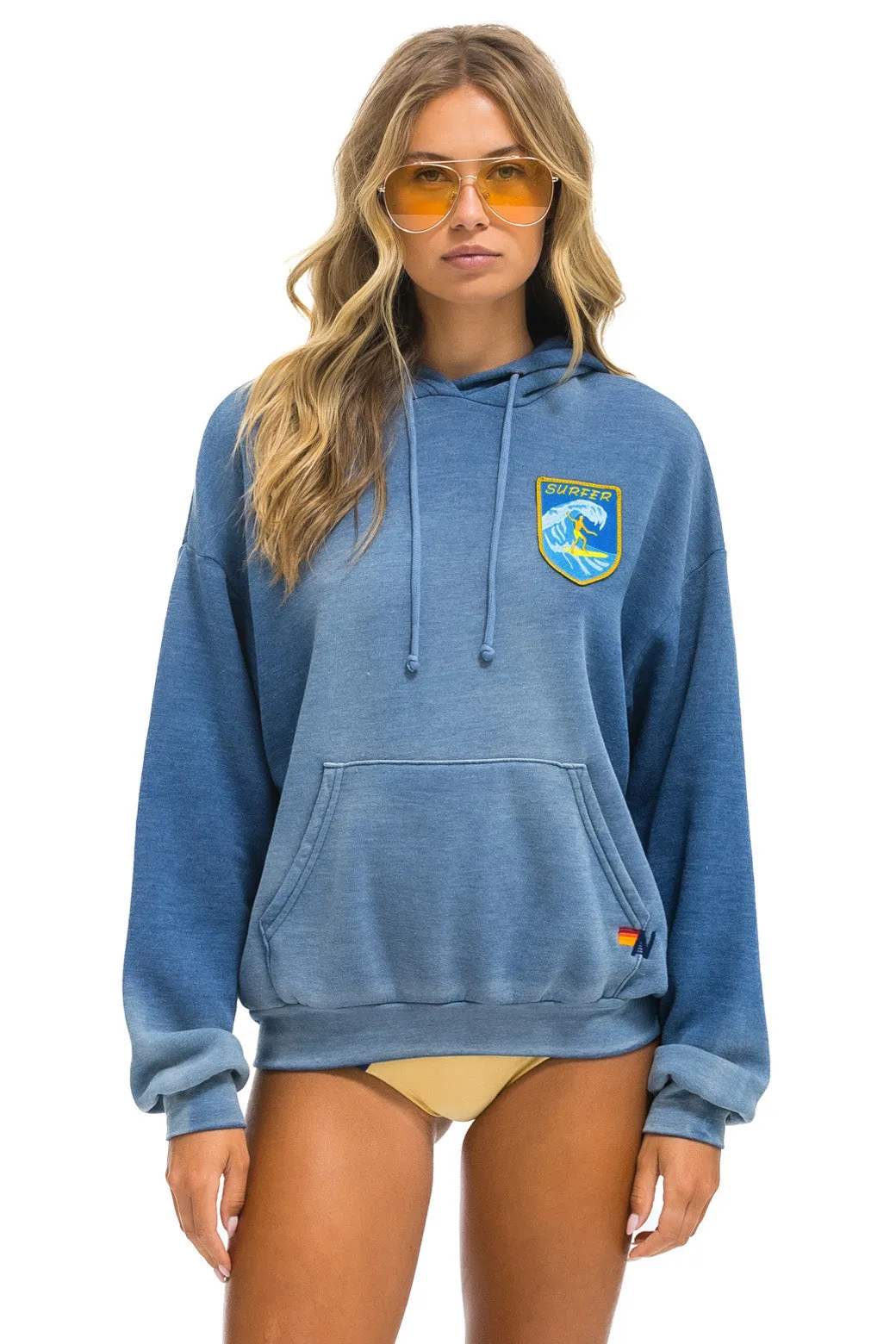 SURFER WAVE PATCH PULLOVER RELAXED HOODIE - FADED WATER sold by Aviator Nation product image thumbnail 3