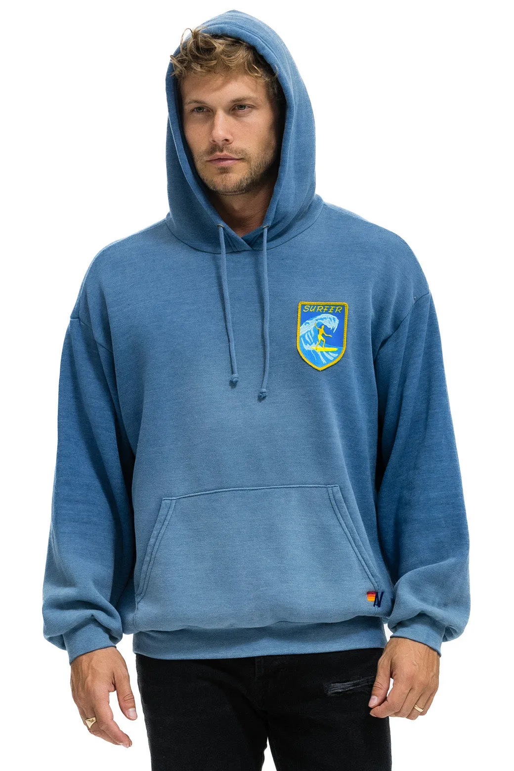 SURFER WAVE PATCH PULLOVER RELAXED HOODIE - FADED WATER sold by Aviator Nation product image thumbnail 2