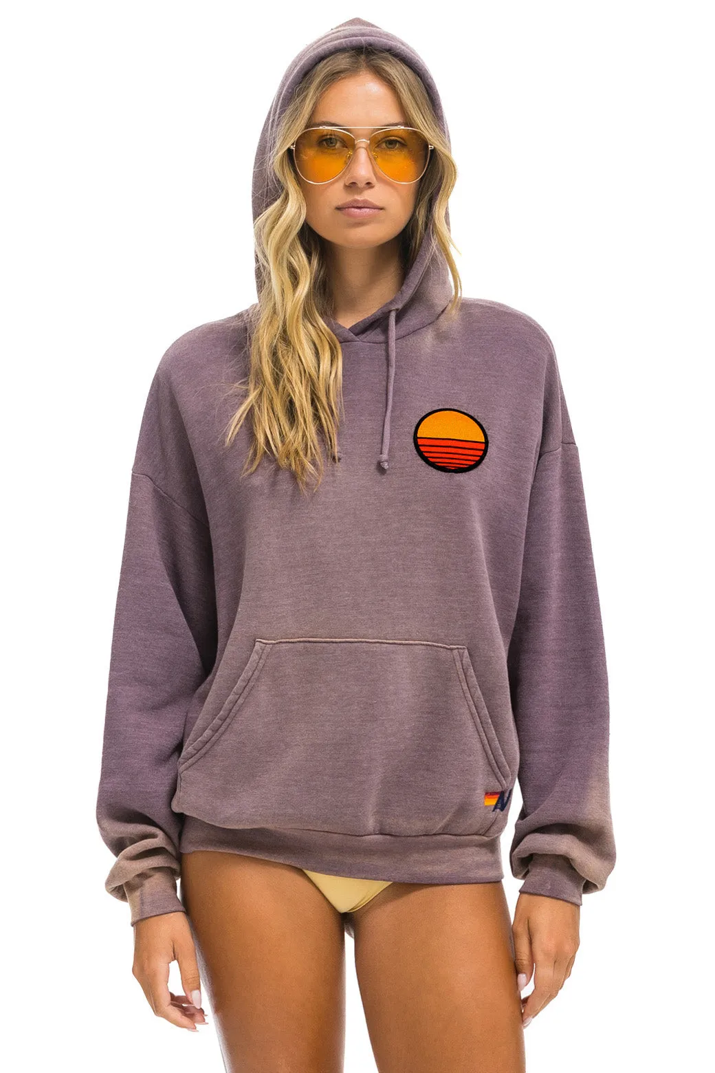 SUNSET PATCH PULLOVER RELAXED HOODIE - FADED MOCHA sold by Aviator Nation