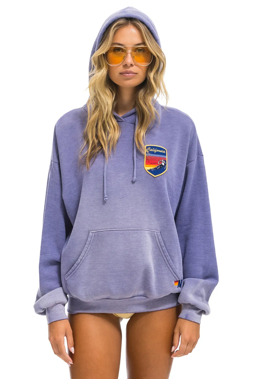 CALIFORNIA SKIER PATCH PULLOVER RELAXED HOODIE - FADED GRAPE sold by Aviator Nation