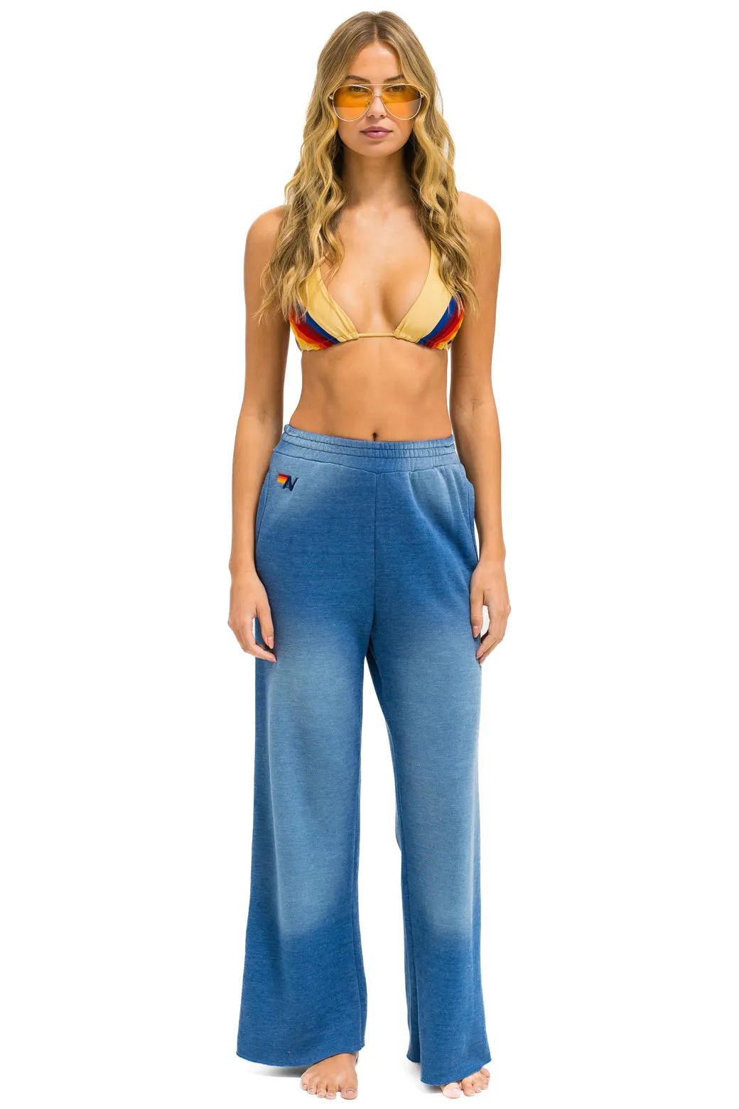 ESSENTIAL WIDE LEG POCKET SWEATPANTS - FADED WATER sold by Aviator Nation