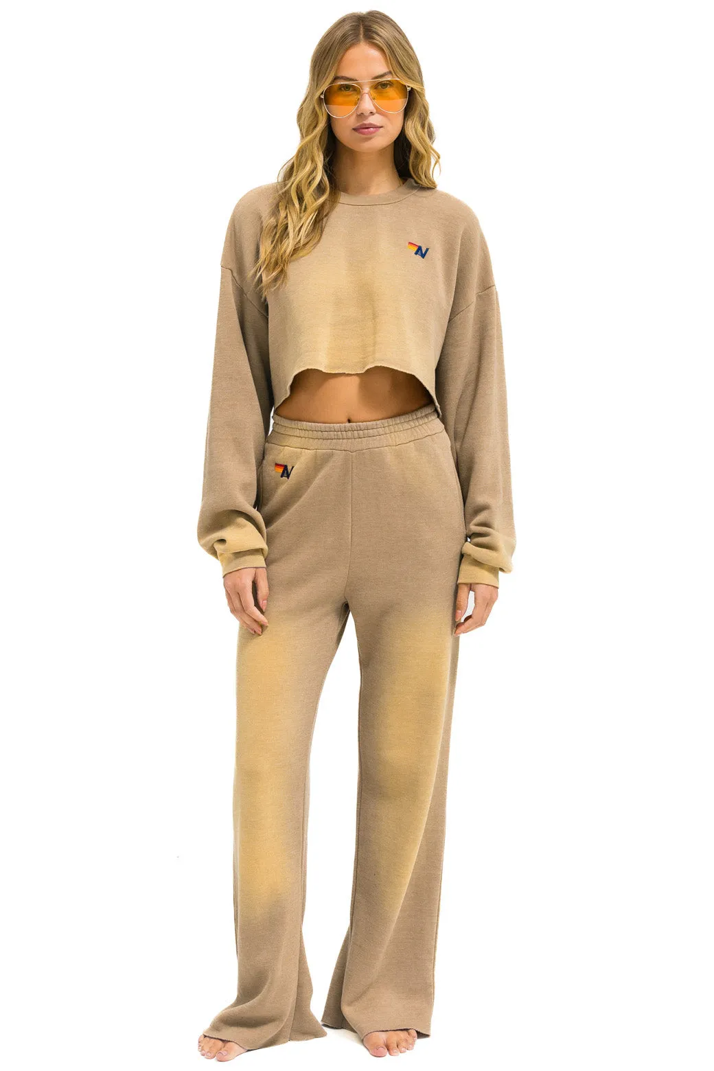 ESSENTIAL WIDE LEG POCKET SWEATPANTS - FADED TAN sold by Aviator Nation product image thumbnail 5