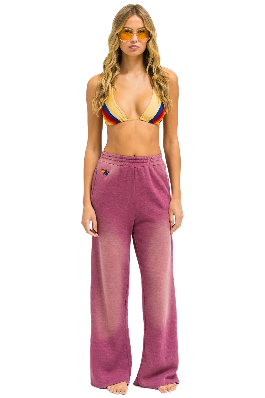 ESSENTIAL WIDE LEG POCKET SWEATPANTS - FADED BERRY sold by Aviator Nation