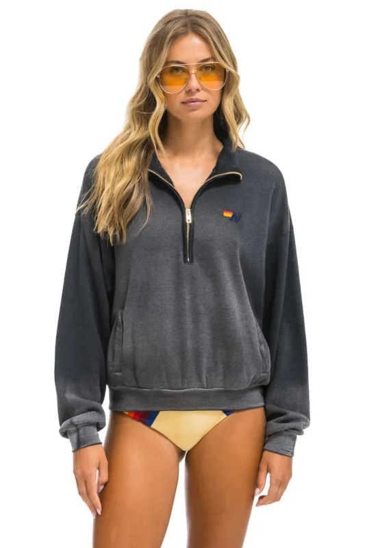 ESSENTIAL HALF ZIP RELAXED SWEATSHIRT - FADED SMOKE sold by Aviator Nation