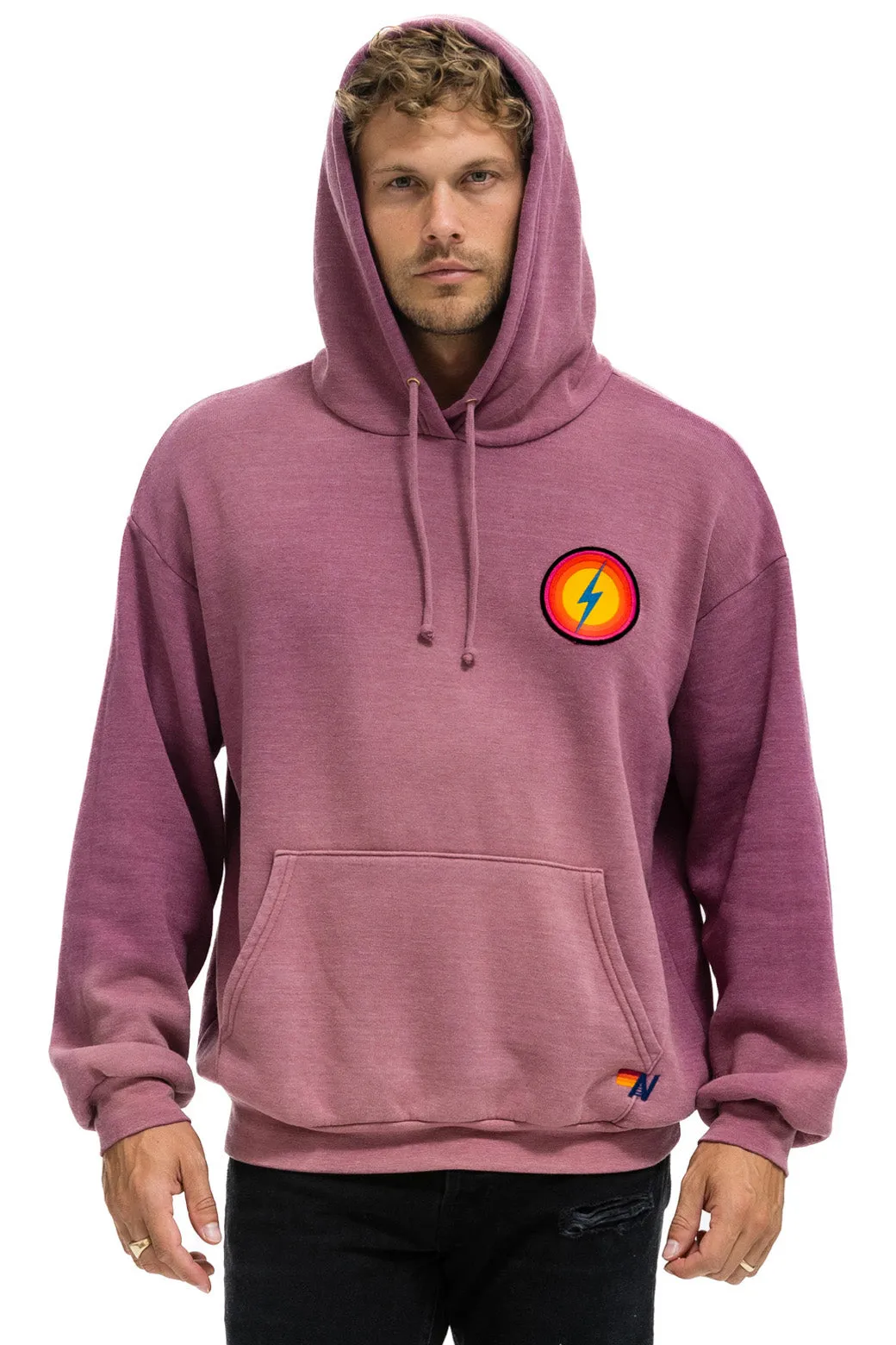 BOLT BULLSEYE PATCH PULLOVER RELAXED HOODIE - FADED BERRY sold by Aviator Nation product image thumbnail 2