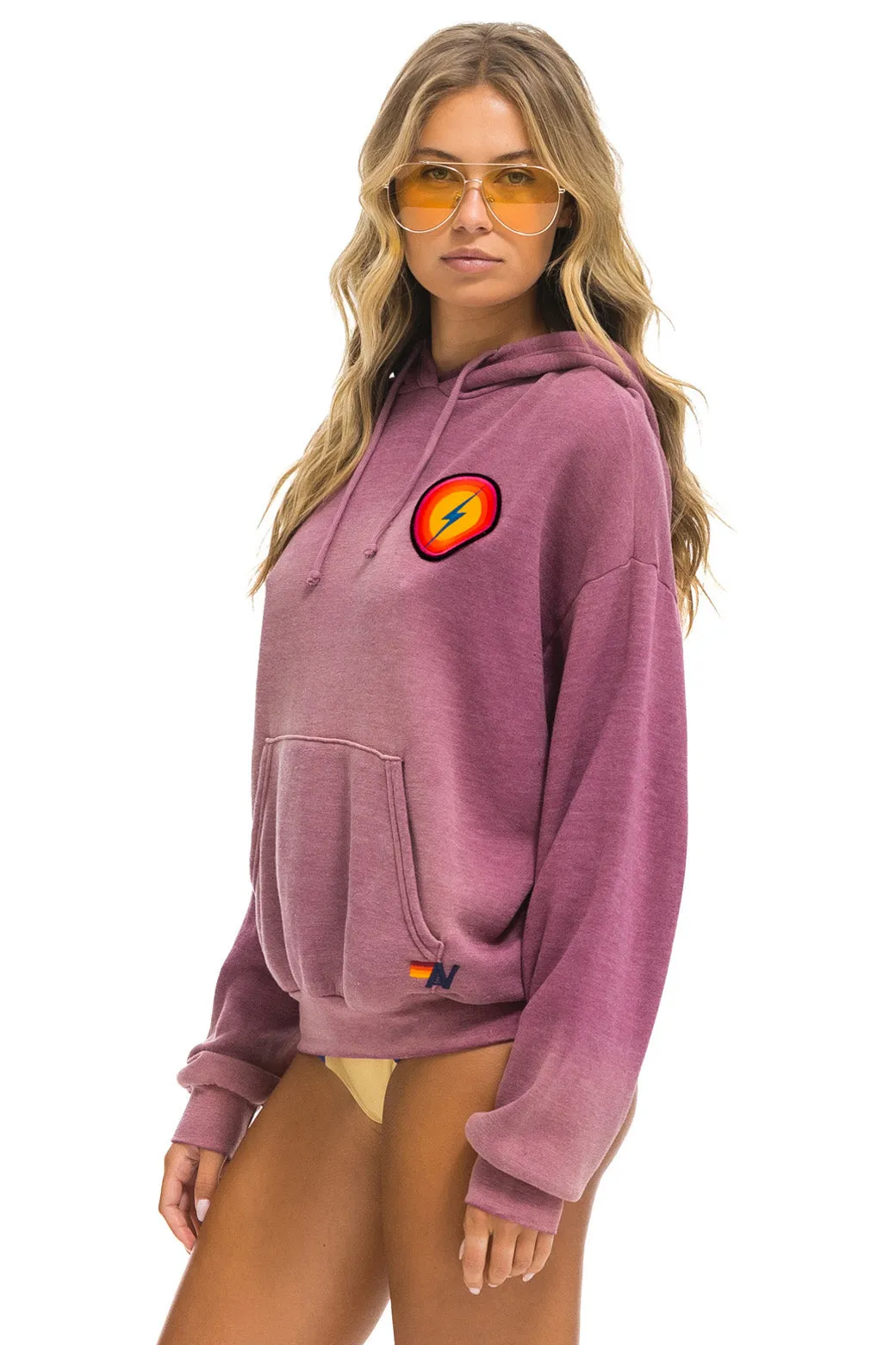 BOLT BULLSEYE PATCH PULLOVER RELAXED HOODIE - FADED BERRY sold by Aviator Nation product image thumbnail 3