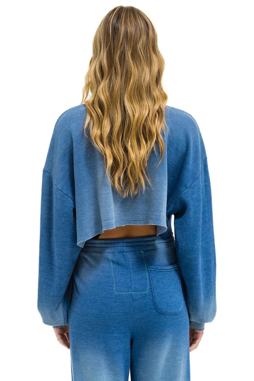 ESSENTIAL CROPPED CREW SWEATSHIRT RELAXED - FADED WATER sold by Aviator Nation product image thumbnail 4