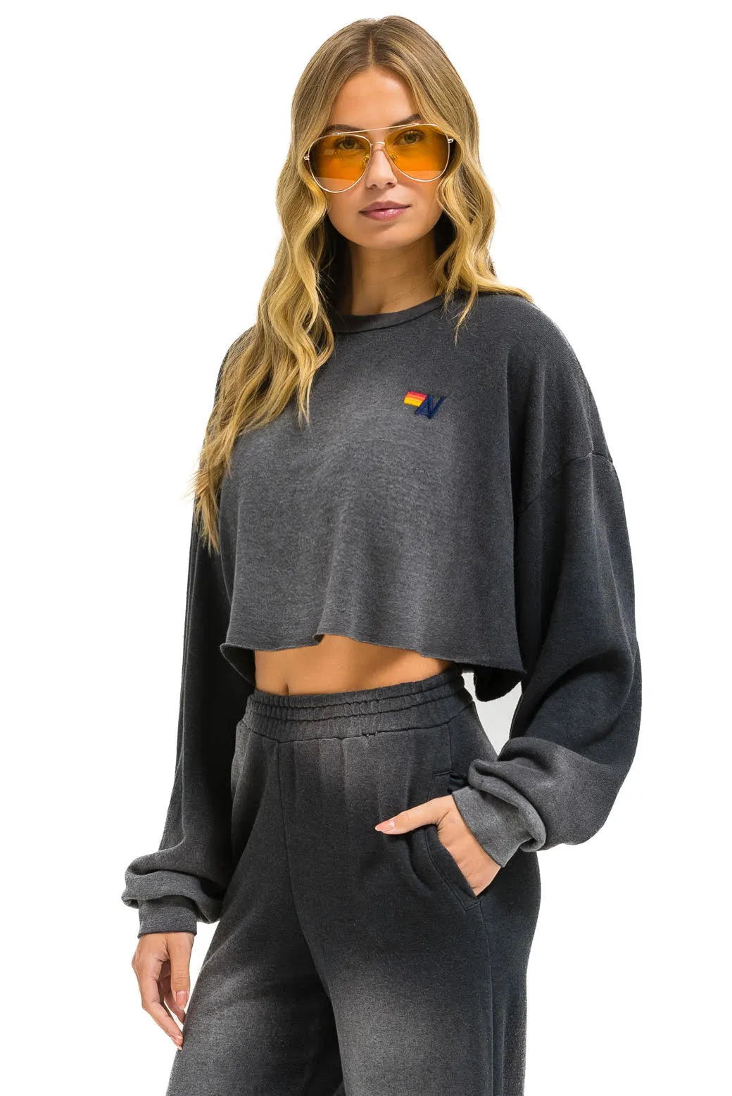 ESSENTIAL CROPPED CREW SWEATSHIRT RELAXED - FADED SMOKE sold by Aviator Nation product image thumbnail 2