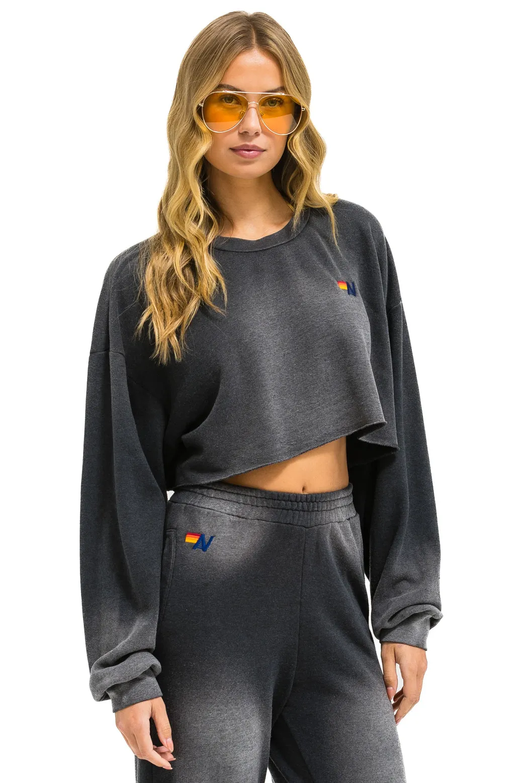 ESSENTIAL CROPPED CREW SWEATSHIRT RELAXED - FADED SMOKE sold by Aviator Nation product image thumbnail 3