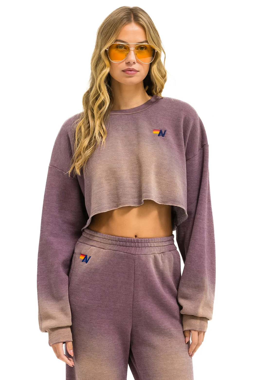 ESSENTIAL CROPPED CREW SWEATSHIRT RELAXED - FADED MOCHA sold by Aviator Nation